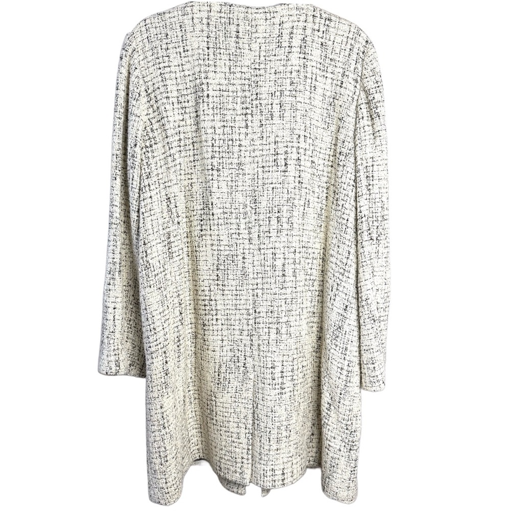 Eileen Fisher | Natural White Bouclé Long Collarless Coat Minimalist Parisian XL - Picture 5 of 8